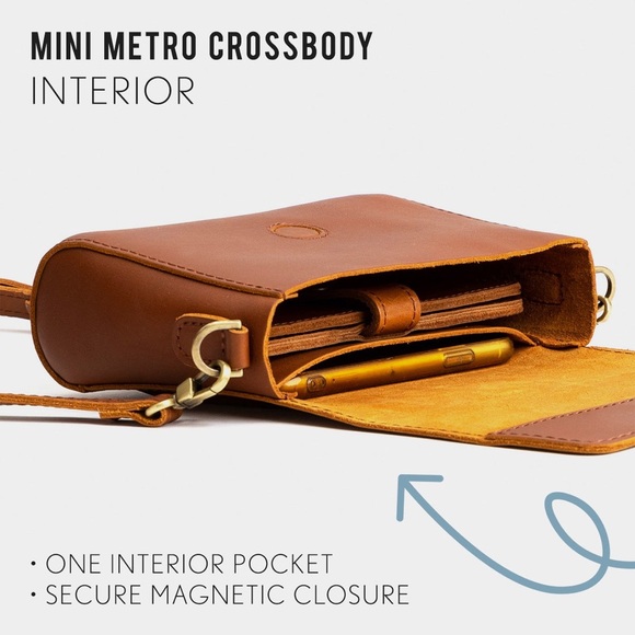 Portland Leather Metro Crossbody Bag- Mini Color: Grizzly - Picture 2 of 15